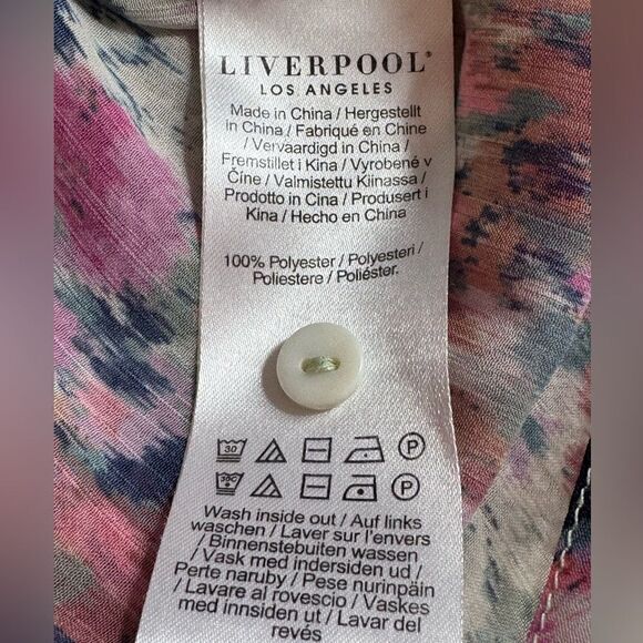 Liverpool Blouse Womens Sz Small Floral Button up chiffon sheer Top long sleeve - Picture 10 of 14